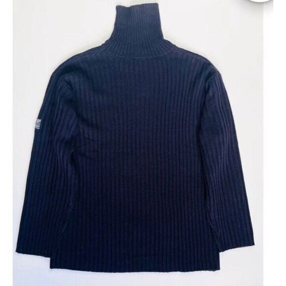 SOUTHPOLE Vintage Sweater Navy Blue Knit Turtleneck 90s Y2K Acrylic Chenille XL - Picture 2 of 4
